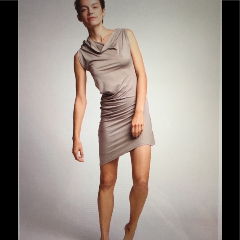 Duende74 blush asymmetric mini dress. S .